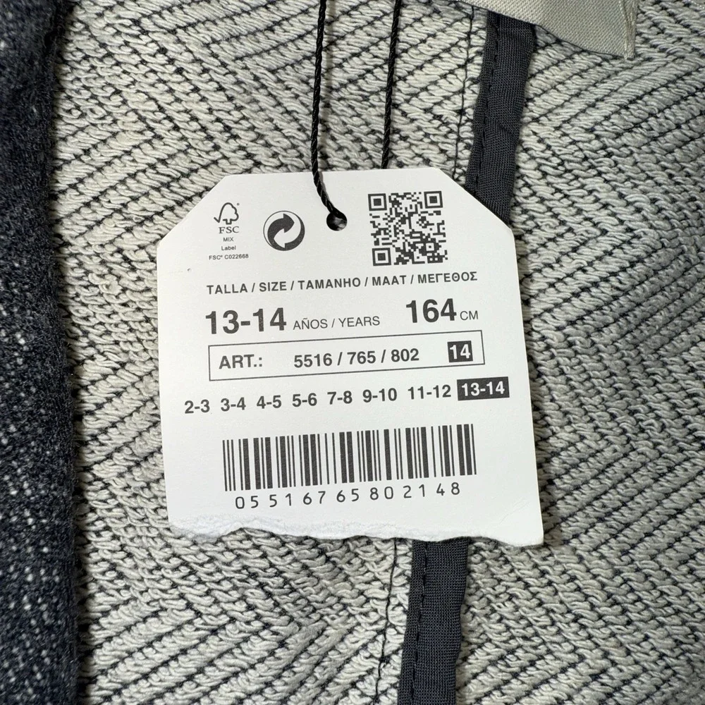 Zara Boys 13/14 Grey Knit Wear Blazer Jacket Tweed